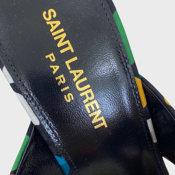 Saint Laurent Black Multicolor Heart Bianca Knotted Sandals Size 38 1/2 NWT - Picture 8 of 13